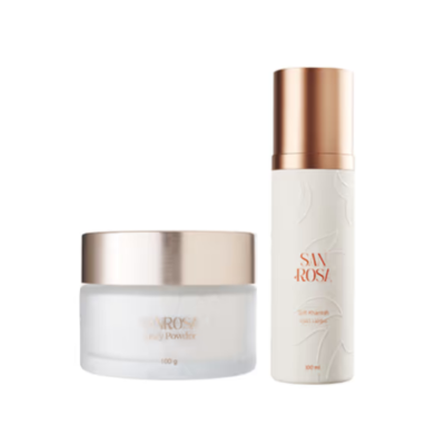 سانروزا مجموعة سوفت خمرة وسانروزا بودرة جازي المعطرة للجسم - 2 قطع